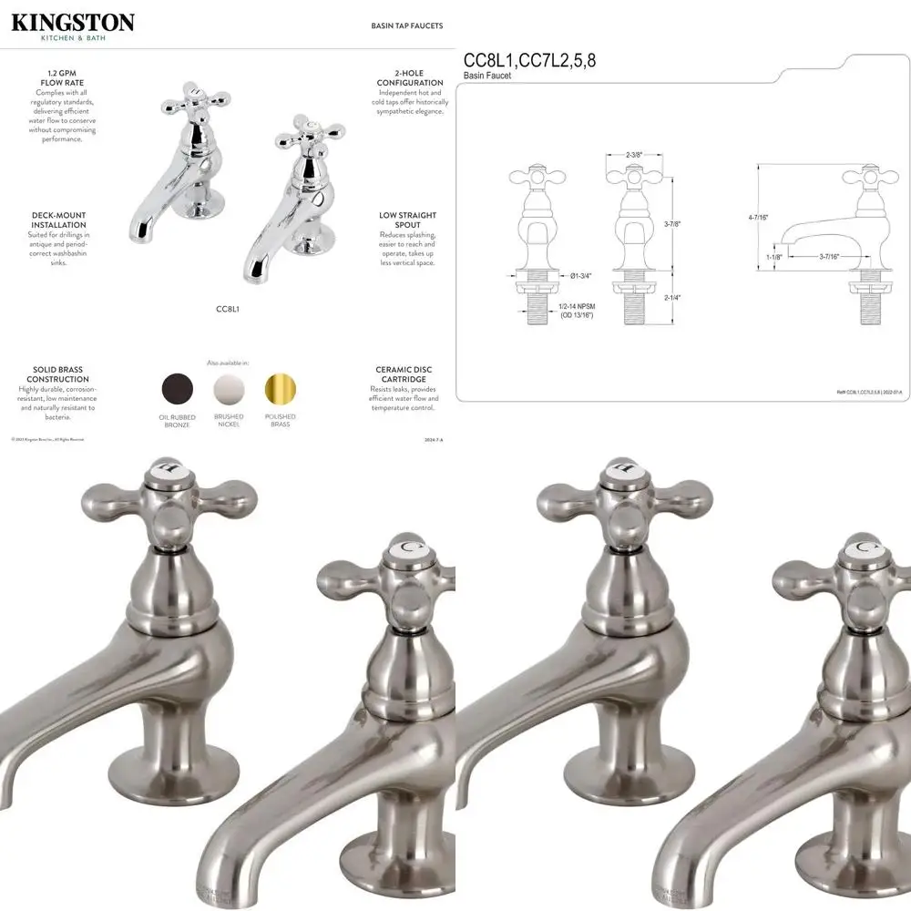 

Vintage CC7L8 Basin Mixer Tap, Brushed Nickel, 4 x 3.5 x 1.75