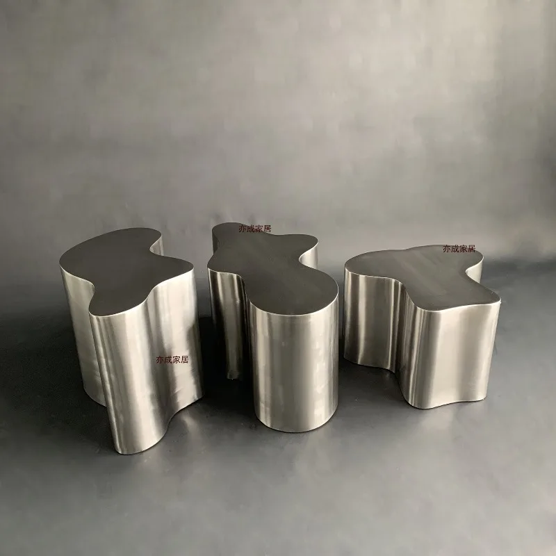 Modern simple villa hotel light luxury coffee table side corner few Italian style stainless
