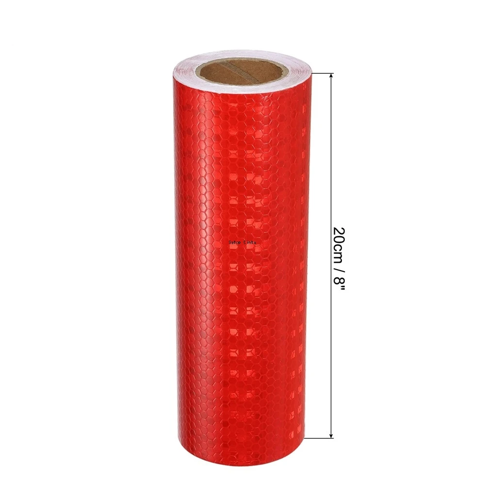 2.5 cm/5 m/10 cm/15 cm/20 cm * 5 M Rosso Brillante Stelle Adesivo Riflettente Impermeabile Forte Adesivo Avvertimento di Sicurezza Nastro Riflettore Per Auto