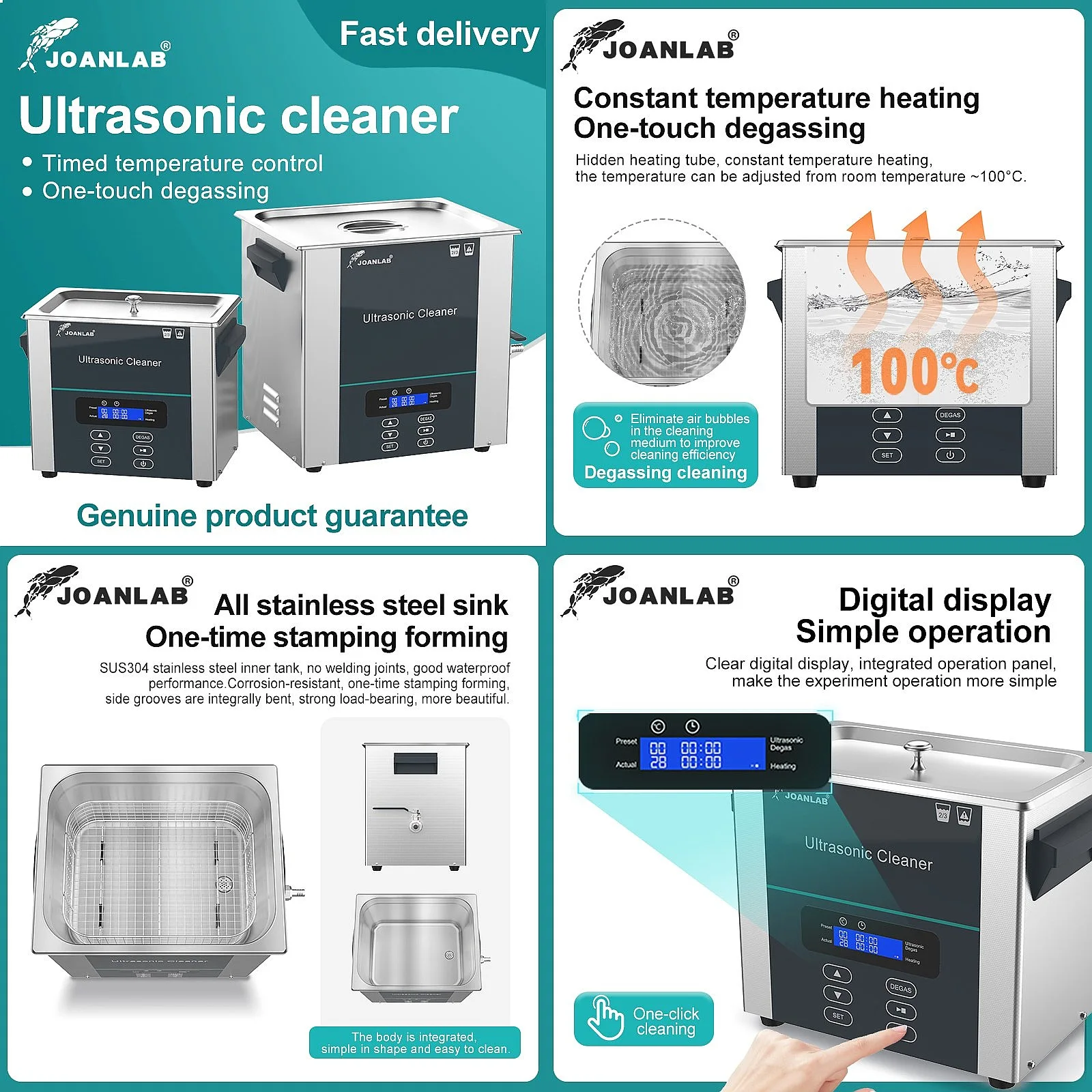 220V Digital Heating Ultrasonics Cleaner Industrial Glasses Jewelry Dentals Lab Cleaning Machine 2/3/6/10L