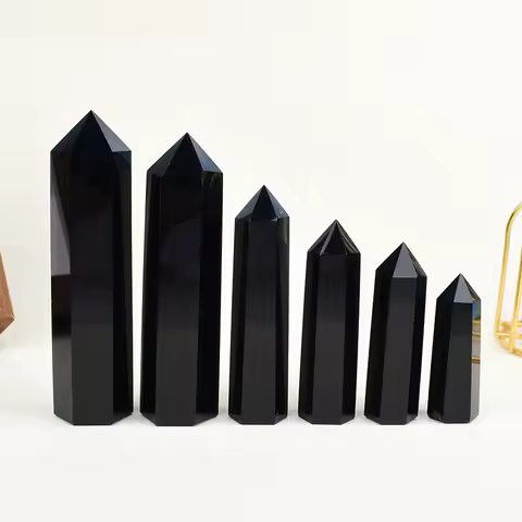 1Pc Natural Obsidian Crystal Obelisk Point Mineral Specimen Crafts Stone Beautiful Ornament Home Decor Pyramid Souvenir Gift