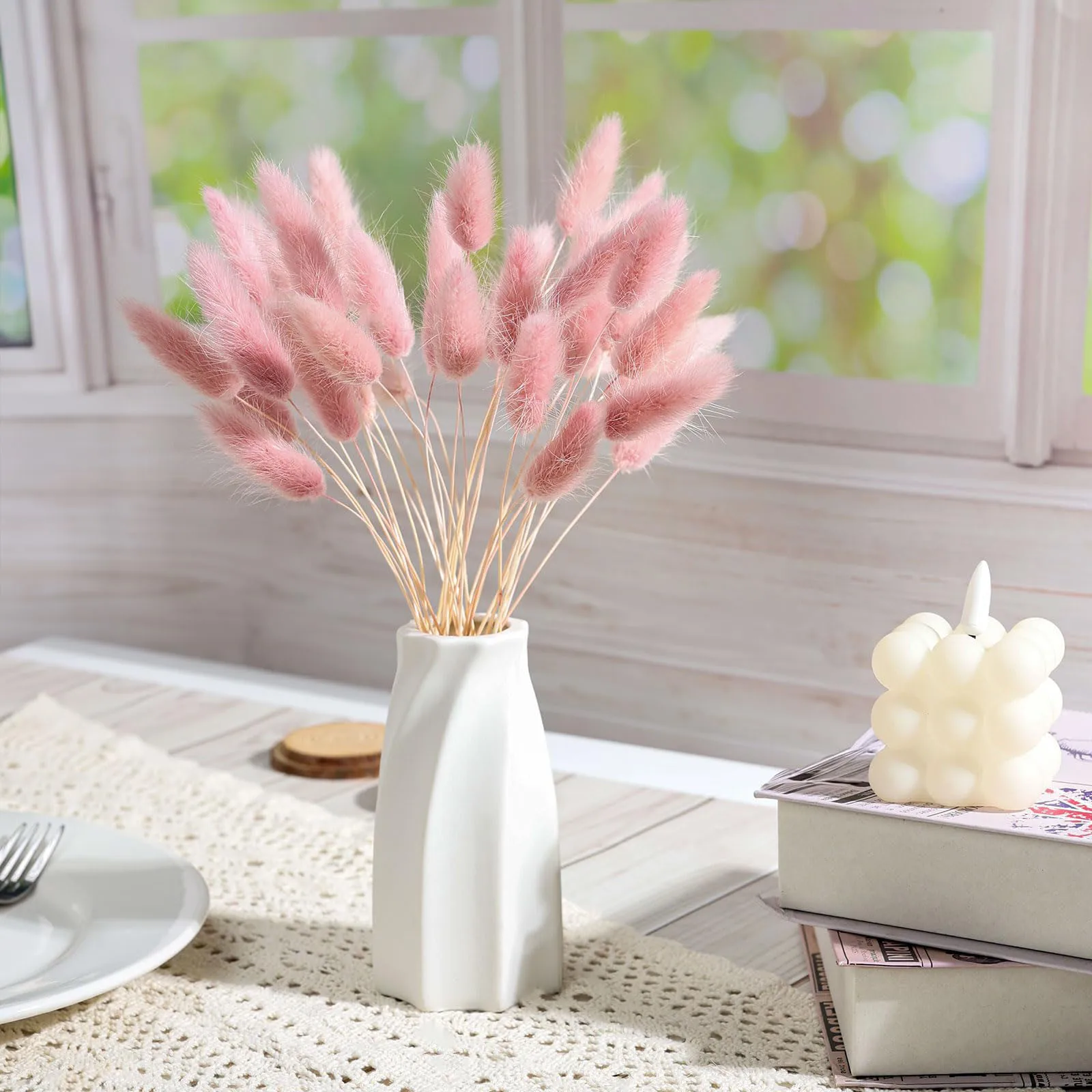 Queues de lapin Pampas séchées roses, 120 tiges, décoration d'herbe, fleurs Pompas pour centre de Table de mariage Boho, décoration de Table de maison et de chambre à coucher