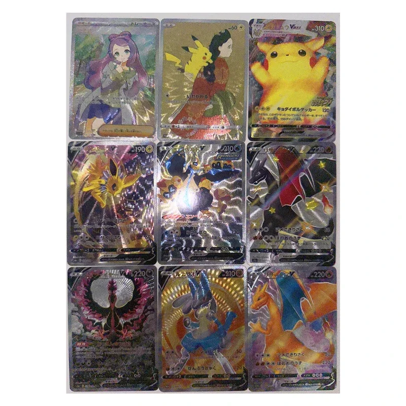 55PCS/SET Pokemon PTCG Pikachu Eevee Boutique Rough Flash DIY Game Collection Card 1-6 Bounce Children's Toy Cards Gift