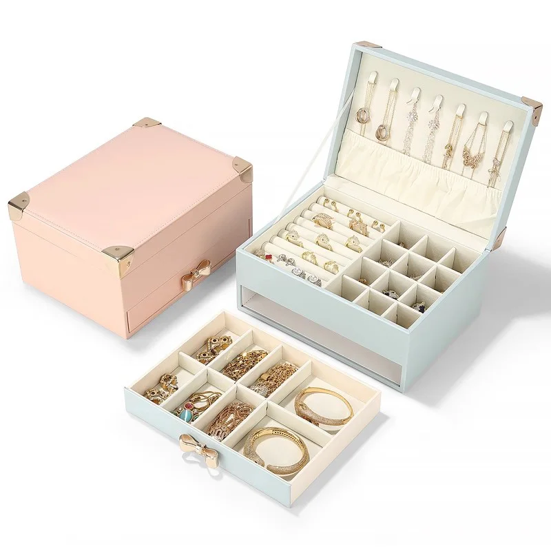 Jewelry Box Multifunctional Jewelry Box with Lock Leather Jewelry Storage Box Earring Jewelry Box Jewelry Organizer