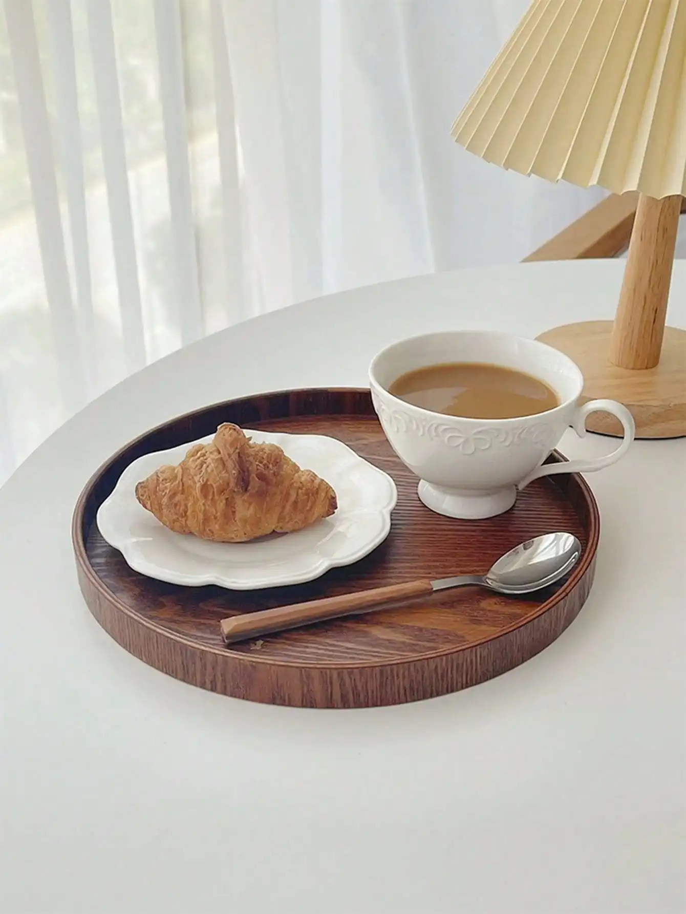 1pc/3pcs Natural Wooden Serving Tray, Round Platter For Snack, Cake, Bread, Multi-Use Breakfast Coffee Tea Tray, Charcuterie Platter For Kitchen Dining Table, Restaurant Serving & Table Decor Organizer Plate sh25043075663067265 view 5