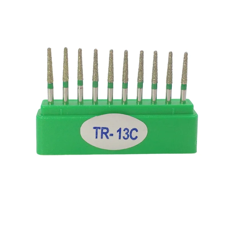 10pcs/Set Dental Diamond Burs Drill Handpiece Handle Diameter 1.6mm Polishing Materials TR Series