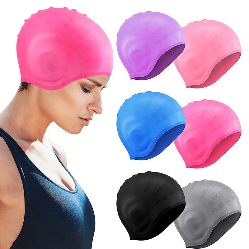 Adults Waterproof Swimming Caps Men Women Swim Pool Cap Long Hair Pool Hat With Ear Cover Protector Diving Equipment