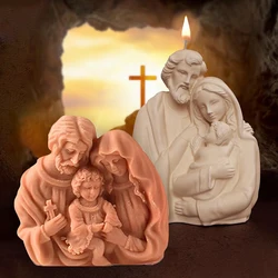 3D Jesus Virgin Mary Family Candle Silicone Mold DIY Handmade Aromatherapy Gypsum Concrete Candle Making Mould Home Decor