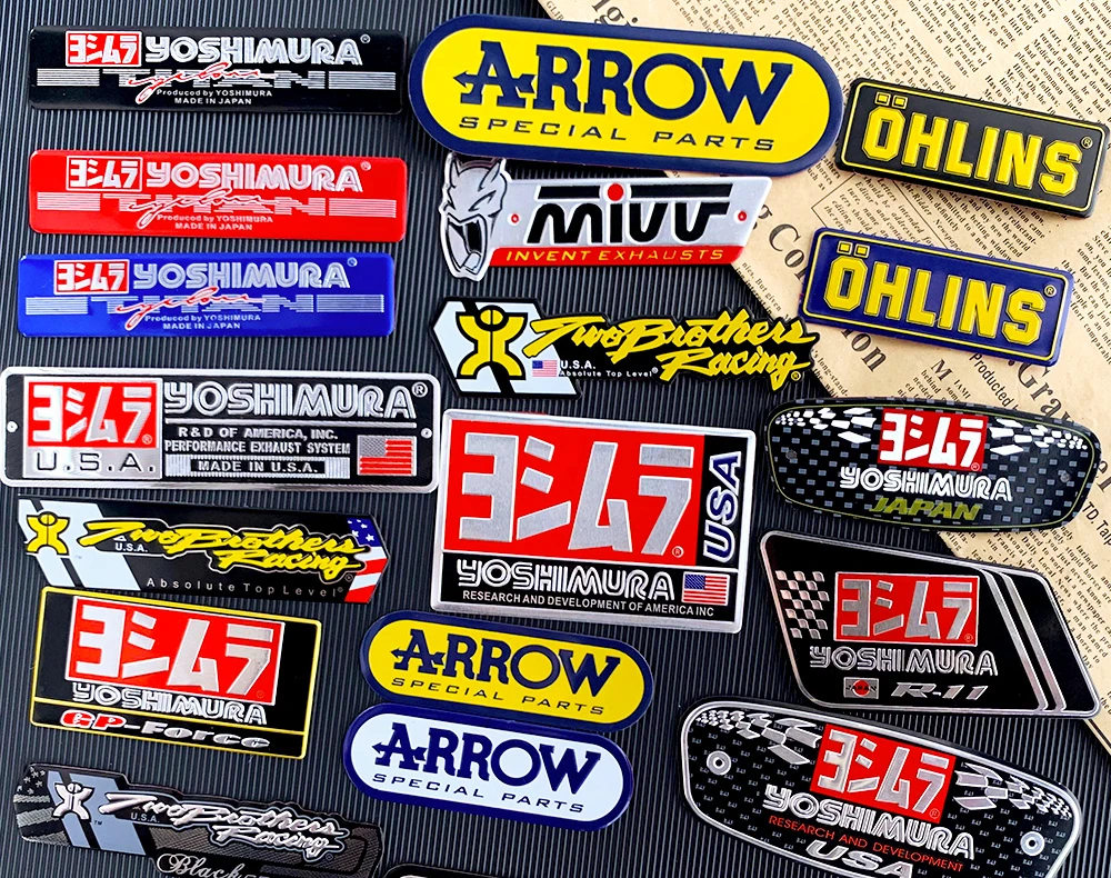 Knalpot sepeda motor Aluminium stiker panah Yoshimura untuk Yamaha Honda Accesorios Para Moto Motocross kawasaki z900