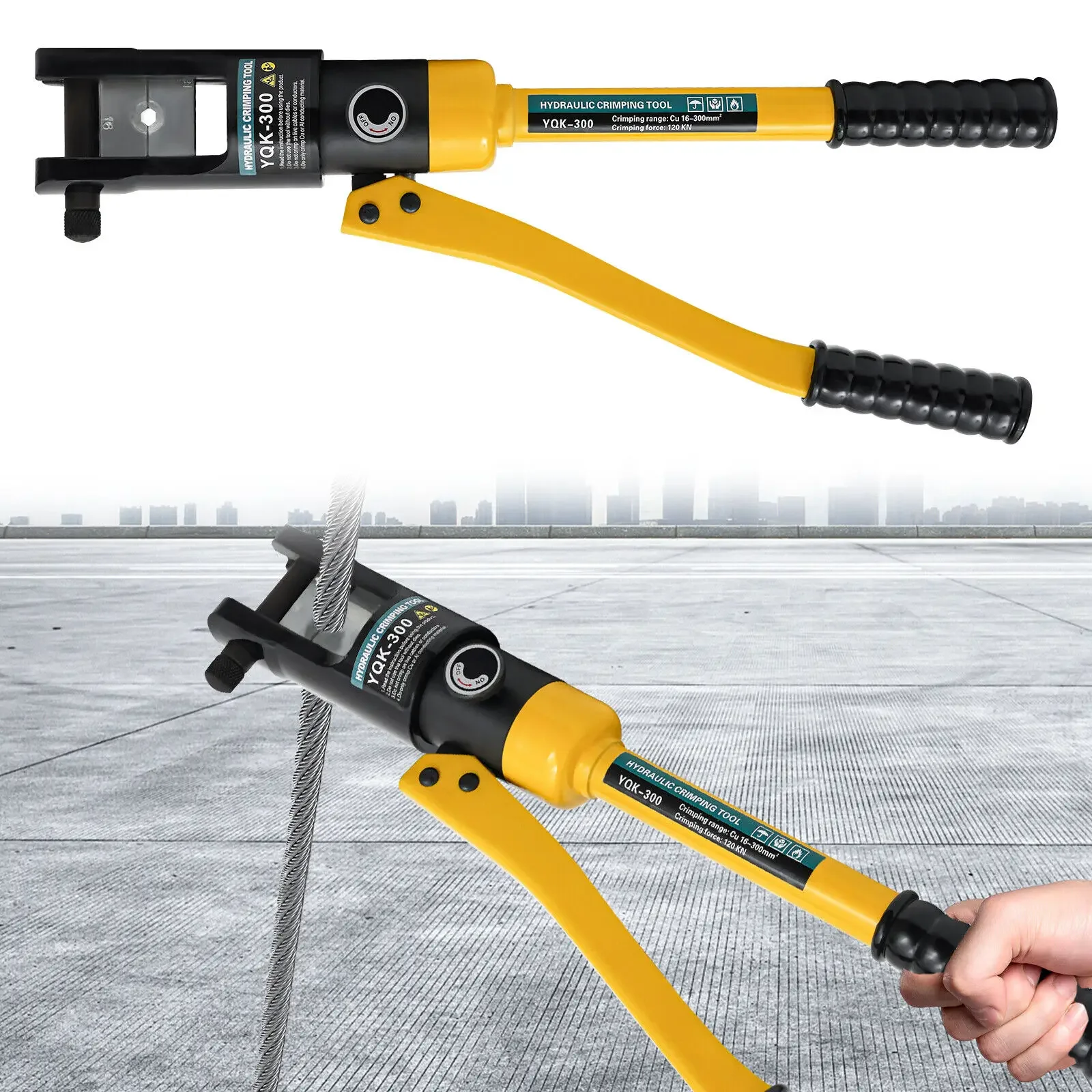 12トン油圧式ワイヤークリンパー、ケーブルラグ端子圧着工具（電気ケーブル作業用）