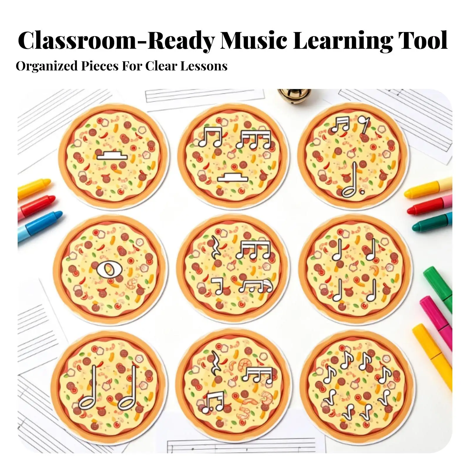 Hands-on Pizza Toy with Musical Notes | Bold Outlined Graphics, Music Learning Toy, for Classroom
