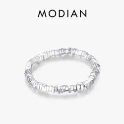 MODIAN 925 Sterling Silver Minimalism Adjustable Stackable Finger Ring Fashion Block Splicing Rings For Women Fine Jewelry Gifts