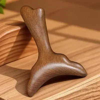 Mermaid Tail Wooden Gua Sha Massage Tool for Manual Therapy Device for Anti Aging Skin Brown