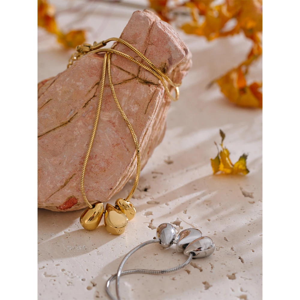 Yhpup Hot Style 316L Cast Stainless Steel Water Drop Pendant Necklace PVD Plated Waterproof Charm Collar Charm Jewelry Gift