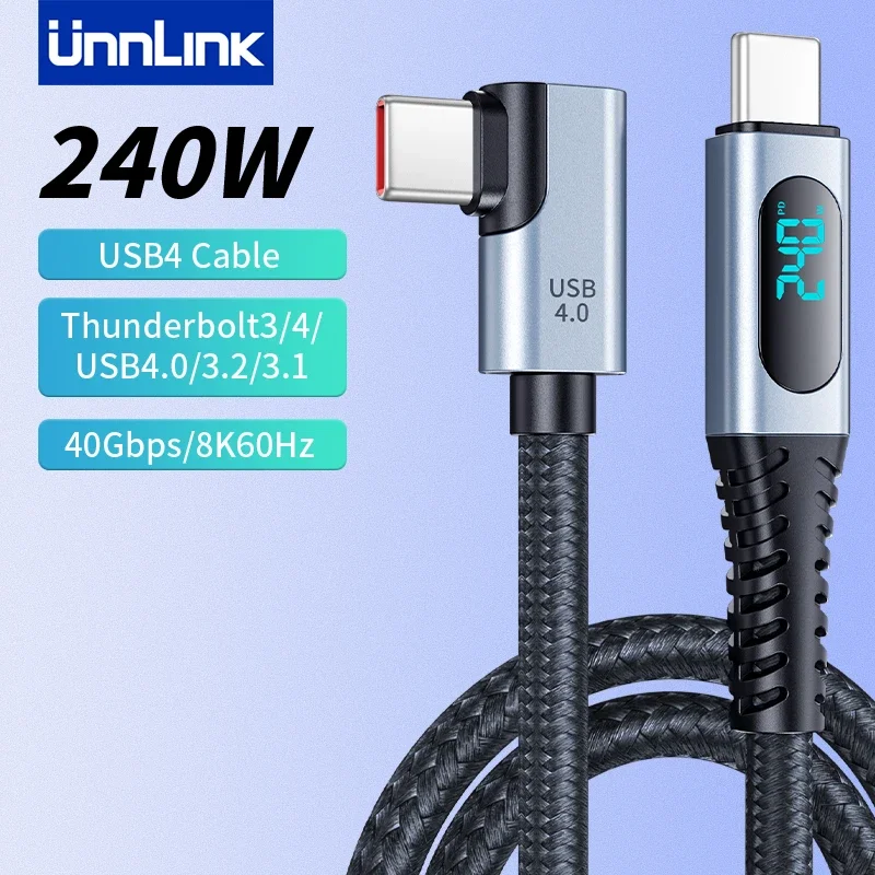 Unnlink USB Type C 4 Cable 40Gbps Data Cable 240W Fast Charging Cable Compatible Thundebolt 4 Full-Featured Data Wire Cord 8K