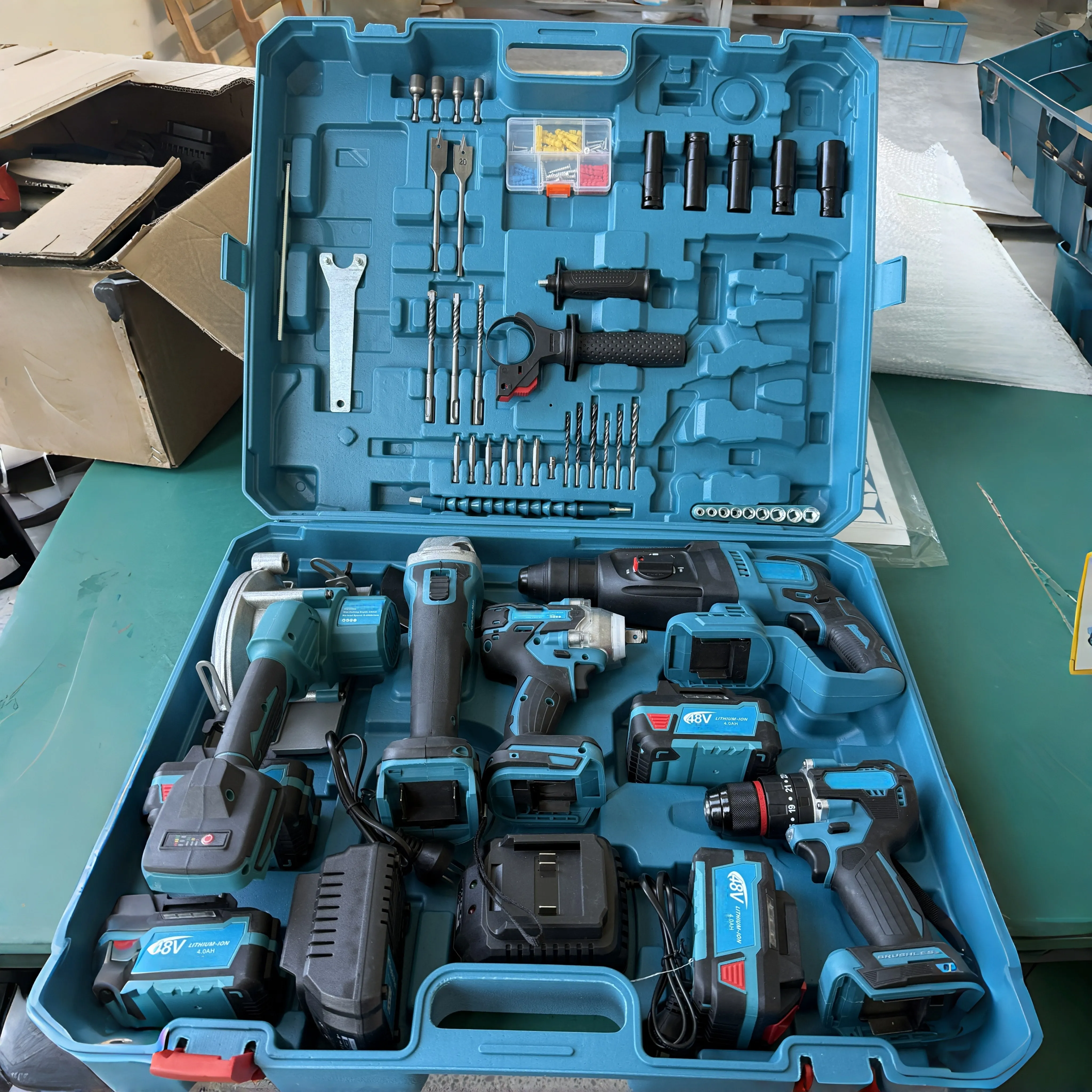2026 New Arrival 5PCS High Quality Cordless Drill & Electric Wrench Brushless Motor Cordless Tool Kit with Battery
