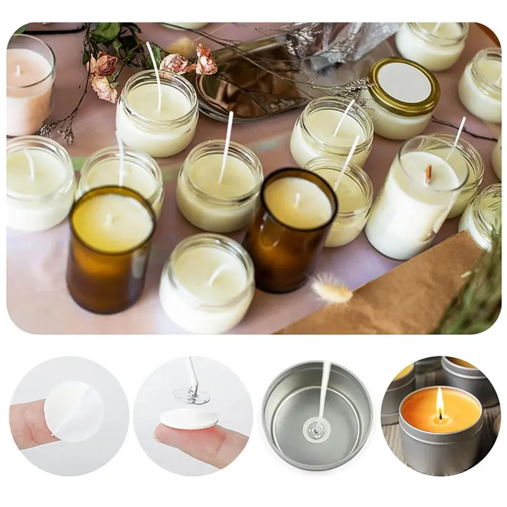 300Pcs Stretchable Candle Wicks Stickers Kits Multi Size Round Nano Paste Home Party Scented Candle Making Tool Household Paster