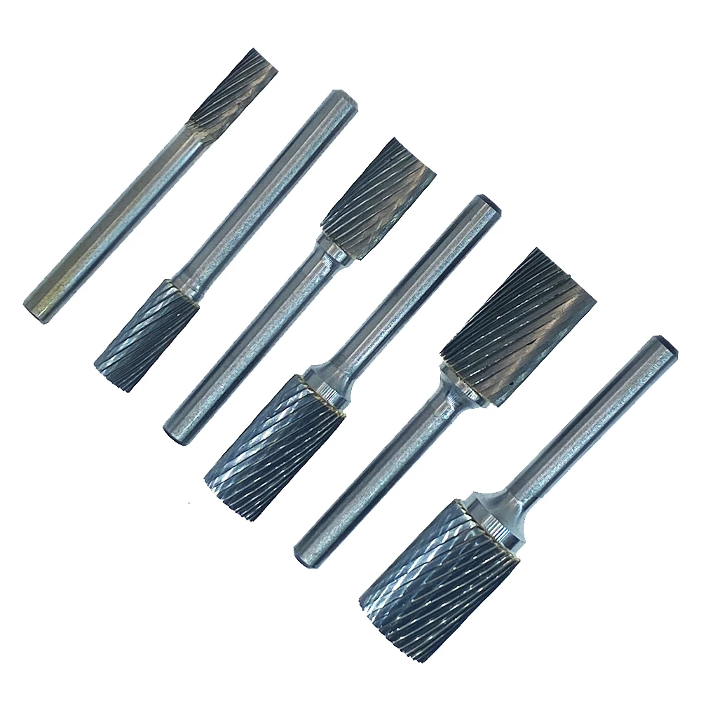 6mm A/AX Type Cylinder Head Tungsten Carbide Alloy Rotary File Drill Milling Carving Bit Point Burr Die Grinder Abrasive Tools