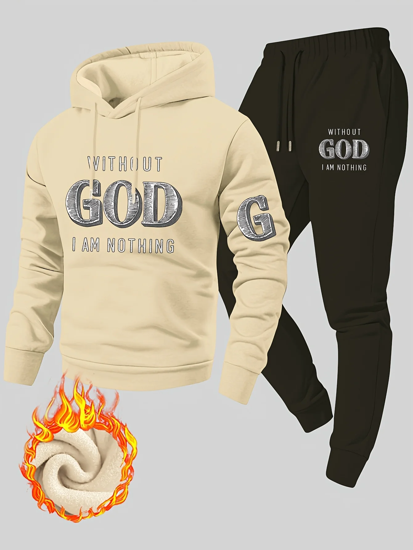 Best-selling product multi-print men's spring autumn sporty casual street style hooded sweatshirt pants set men's sportswear set