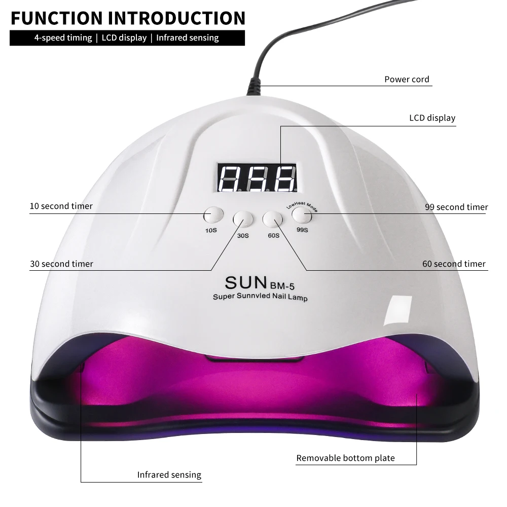 Lampada per asciugare le unghie per unghie Luce UV Smalto gel Cabina per manicure Lampade da 45 LED Strumenti professionali per macchine per asciugare le unghie