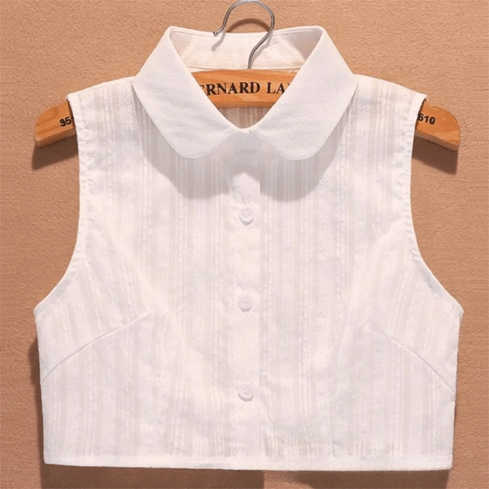 Cotton Fake Collar Detachable Lapel Style Thin Shirt Collar Cute Round Neck Half Shirt Neck Decor for Clothes Accessories