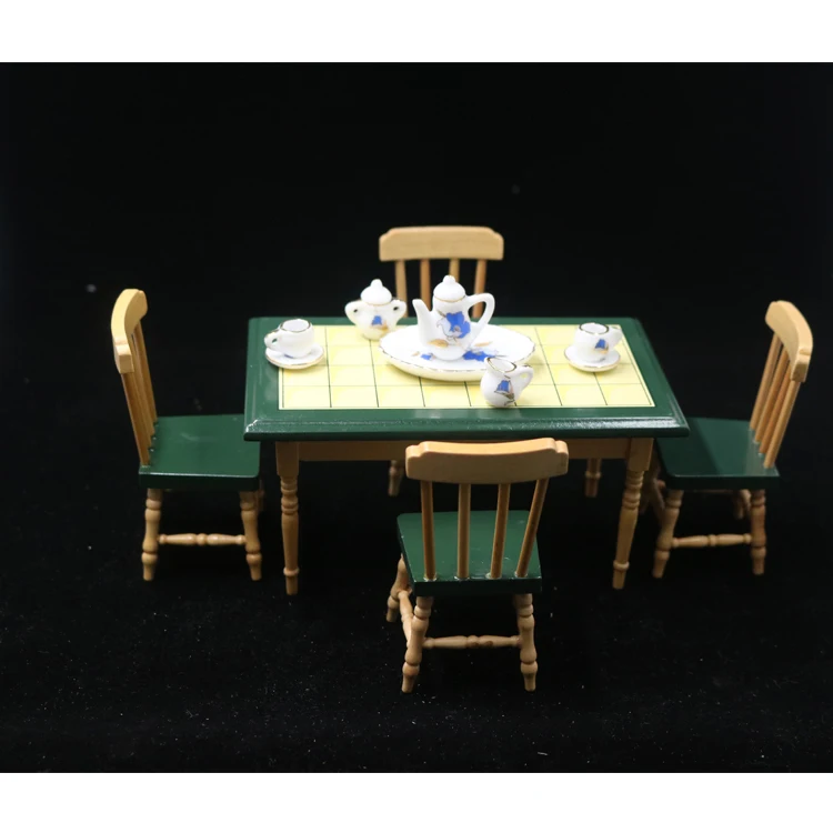 G07-X026 children Toy OB11 GSC 1:12 Dollhouse mini Furniture Miniature rement Doll accessories wooden restaurant table 5pcs/set