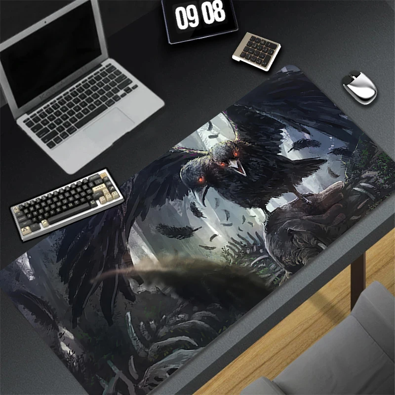 

Pattern Game Black Mousepad Pad Rubber Mouse Mat Crow Desk Gaming Non Slip Table Mat PC Gamer Cabinet HD Mousepad Keyboard Pad