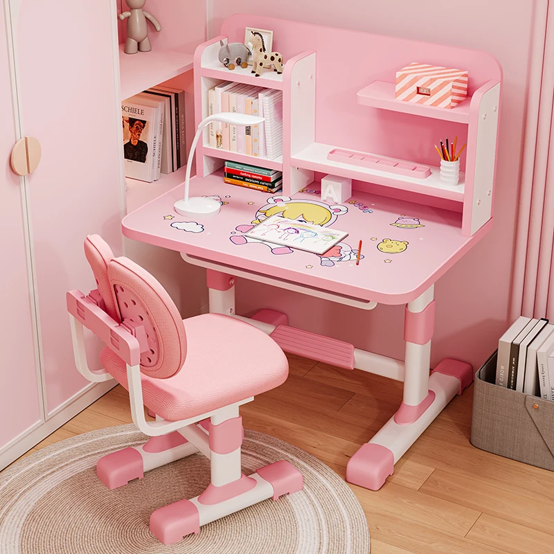 Детский стол, учебный стол для девочек начальной школы, коррекция осанки сидения, подъемный стол и чай.