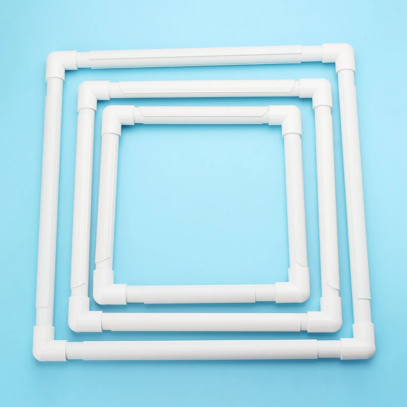 4 Sizes Plastic Handheld Square Shape Embroidery Bracket Frame Hoop Cross Stitch Tool White Stitching Cloth Support Frames