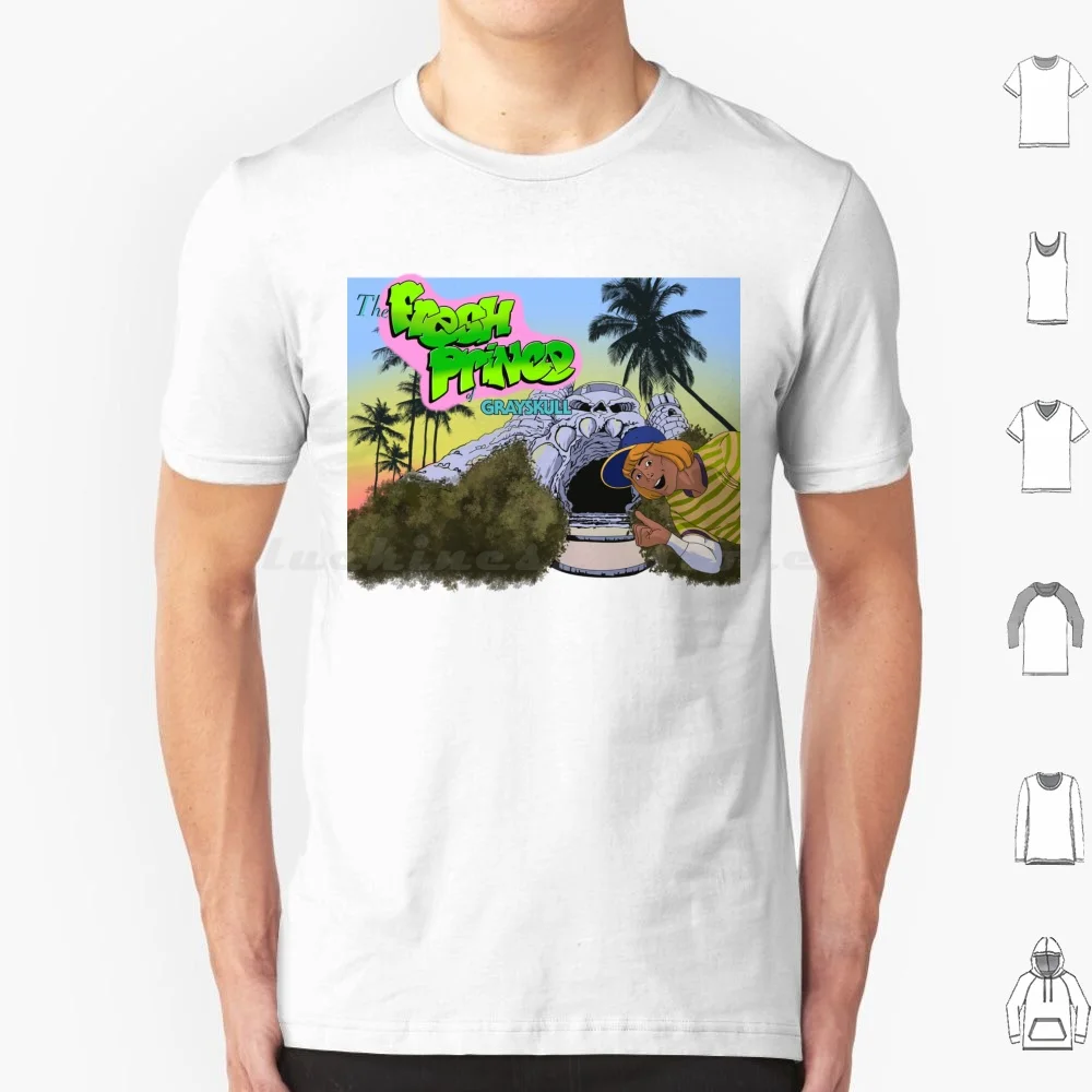 Camiseta de algodón del Príncipe Fresco de Grayskull para hombres y mujeres, estampado artesanal de los años 80, divertida Mash Up He Man Prince Adam Fresh Prince Bel Air