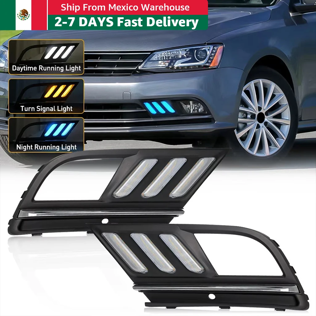 

Car LED Daytime Running Light 3 Colors Dynamic Turn Signal For Volkswagen VW Jetta Sagitar MK6 2015 2016 2017 2018 Accessories