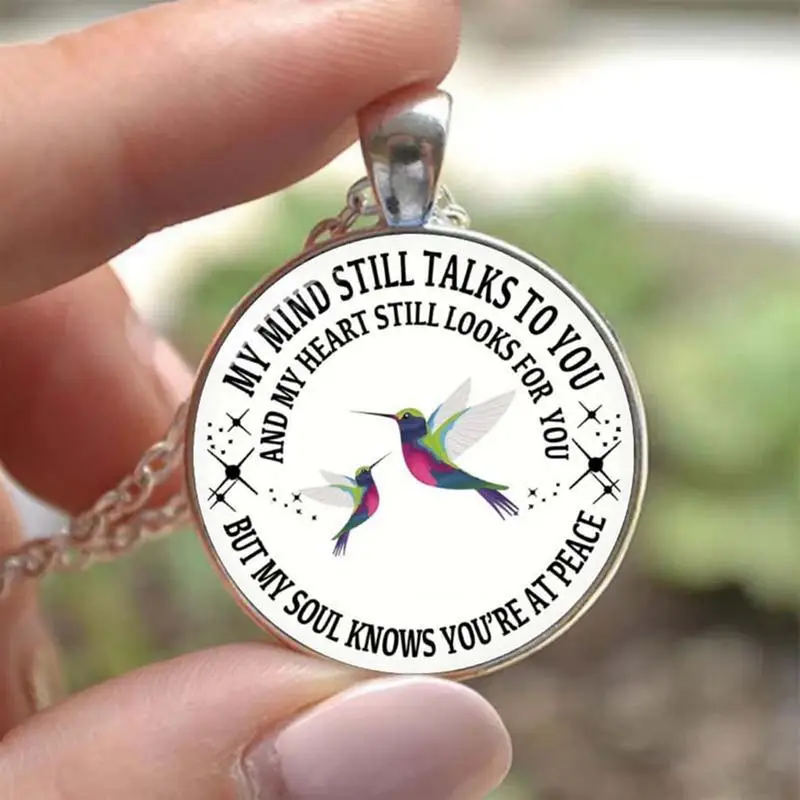 Bird Necklaces For Women Hummingbird Necklace Art Pendant Hummingbird Pendant Bird Necklace Letters Print Hummingbird Charm