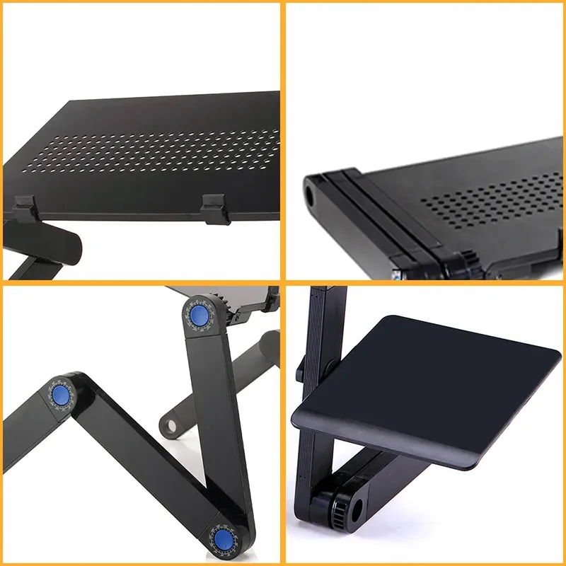 Adjustable Laptop Desk Stand Portable Aluminum Alloy Lapdesk For TV Bed Sofa PC Notebook Table Desk Stand With Mouse Pad