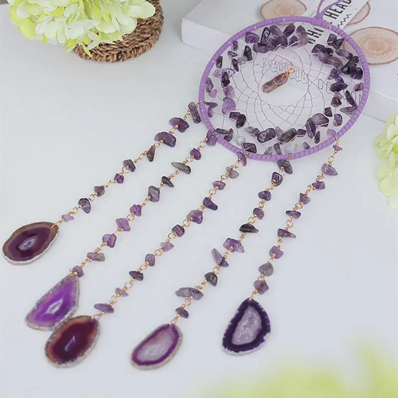 Crystal Amethyst Suncatcher Home Decor Natural Gems Stones Tree of Life Sun Catchers Dream Catcher Healing Reiki Product Gifts