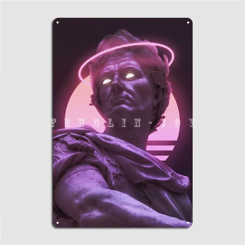 Roman Bust Neon Metal Plaque Poster Club Home Bar Cave Customize Plates Tin Sign Posters