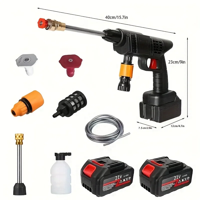 Portable Wireless High Pressure Cordless Pressure Washer, Electric Car Washer with Foam Cannon Car Wash Tools