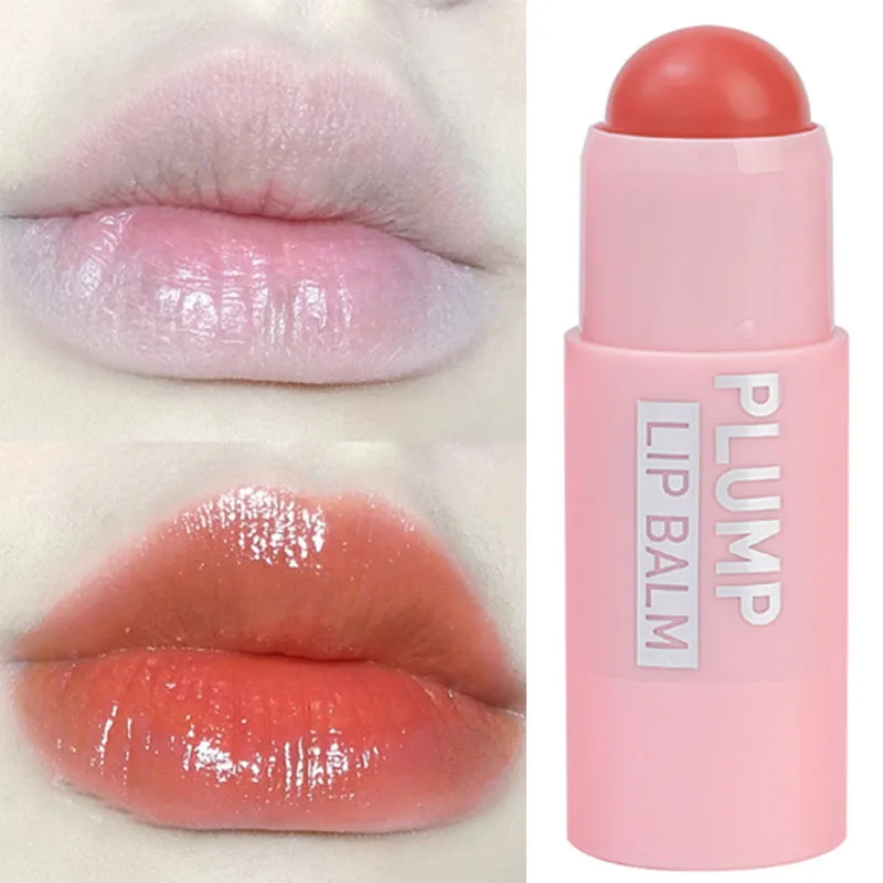 Korean Colored Lipstick Lip Balm Long Lasting Moisturizing Lip Plumper Makeup Natural Waterproof Reduce Fine Lines Lips Makeup