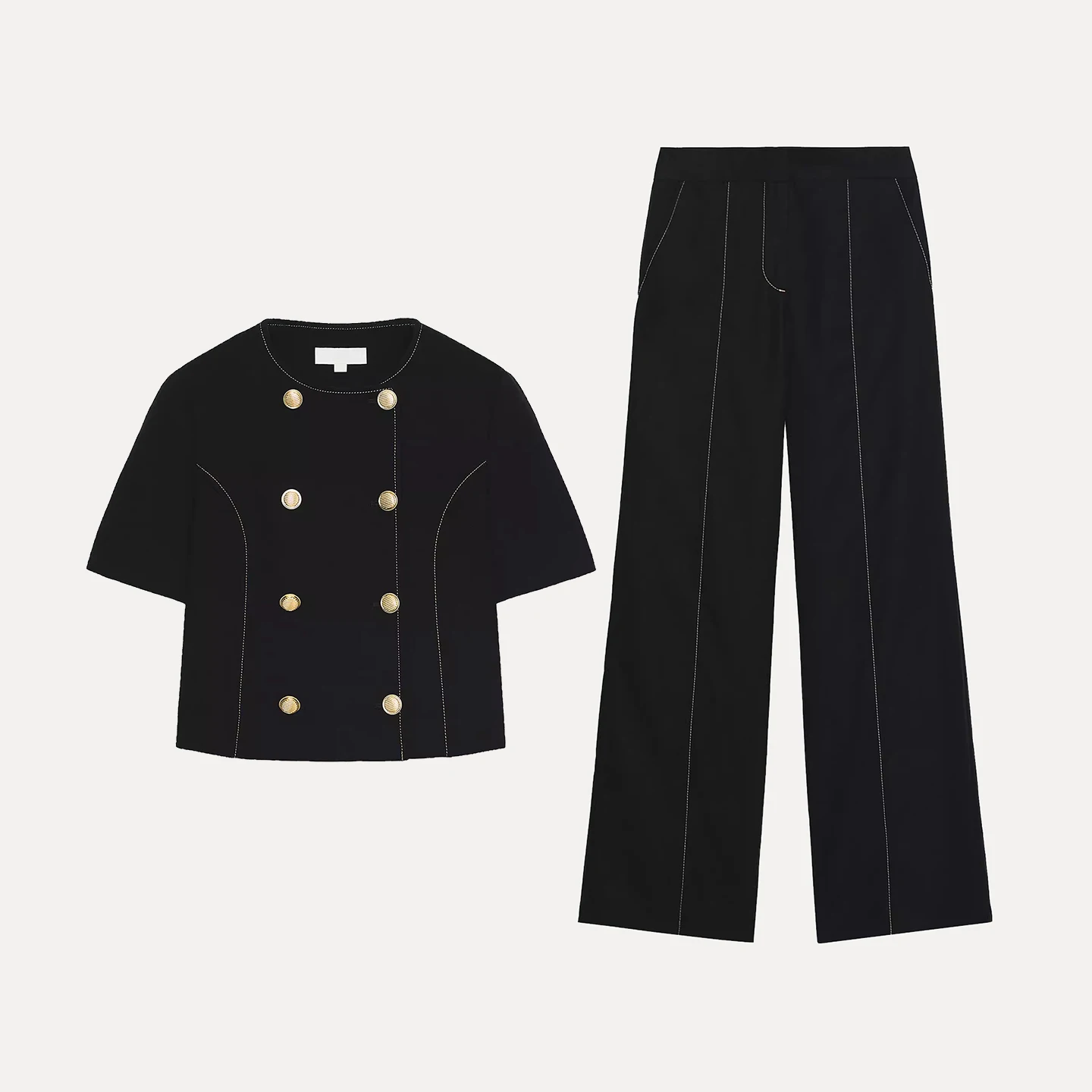 

Z Женский модный костюм, повседневный костюм с цветочной строчкой, джемпер и прямые брюки из полиэстера и волокна ort Sve