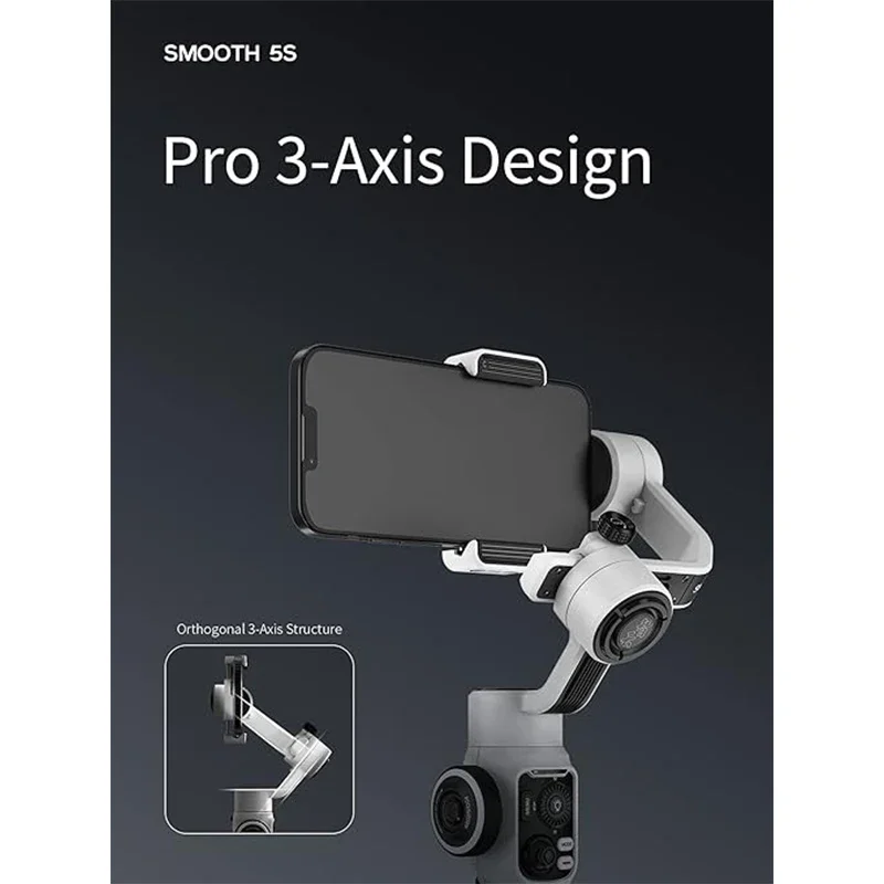 

NEW Zhiyun Smooth 5S Phone Gimbal 3-Axis Smartphone Stabilizer With Built-in Fill Light AI Face Tracking for iPhone and Android