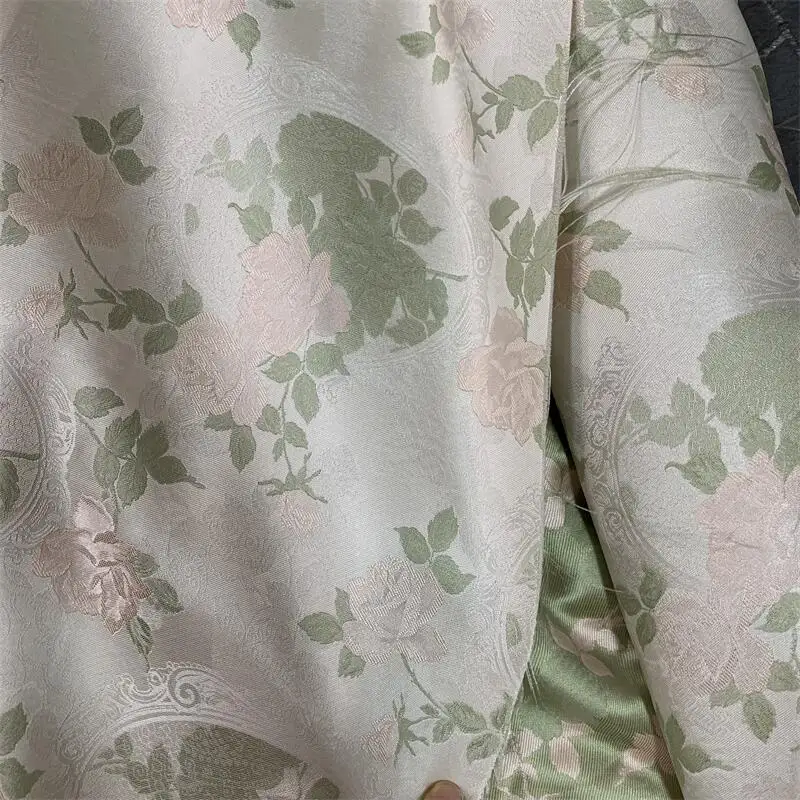 Tela Jacquard de brocado de flores hermosas Vintage, 160cm de ancho