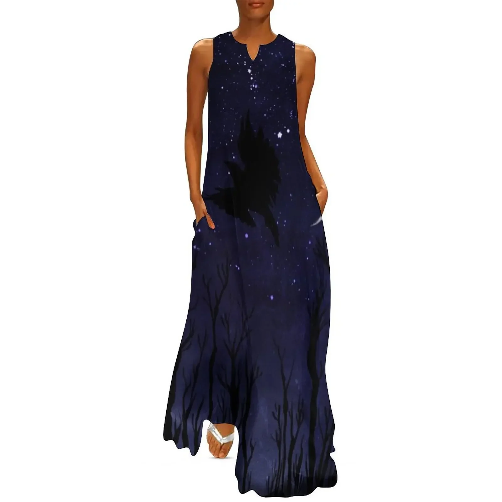 

Forest at night 2 (watercolor style) Long Dress Party dresses Clothing Dress