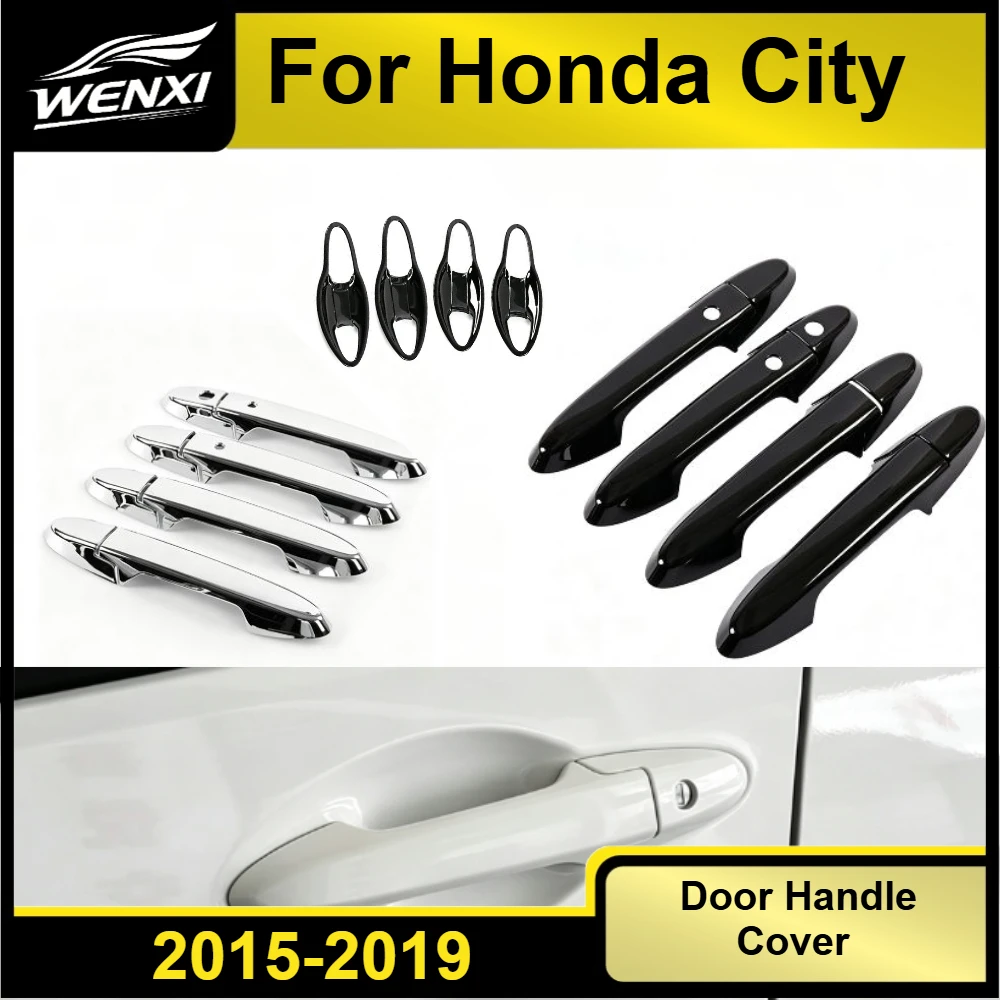 Стильная накладка на ручку наружной двери для Honda City 2015-2019, защита от царапин, аксессуары для декора автомобиля