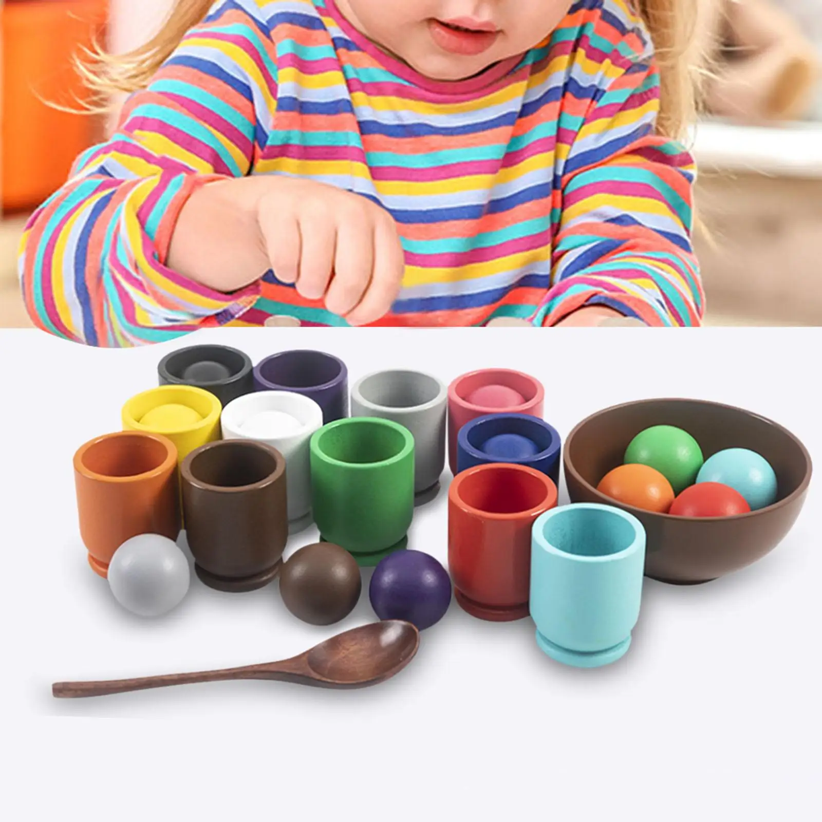 Kids Counting Ball Toy Early with 1, 12 Cups And Bowl Game for Toddlers Boy Girl