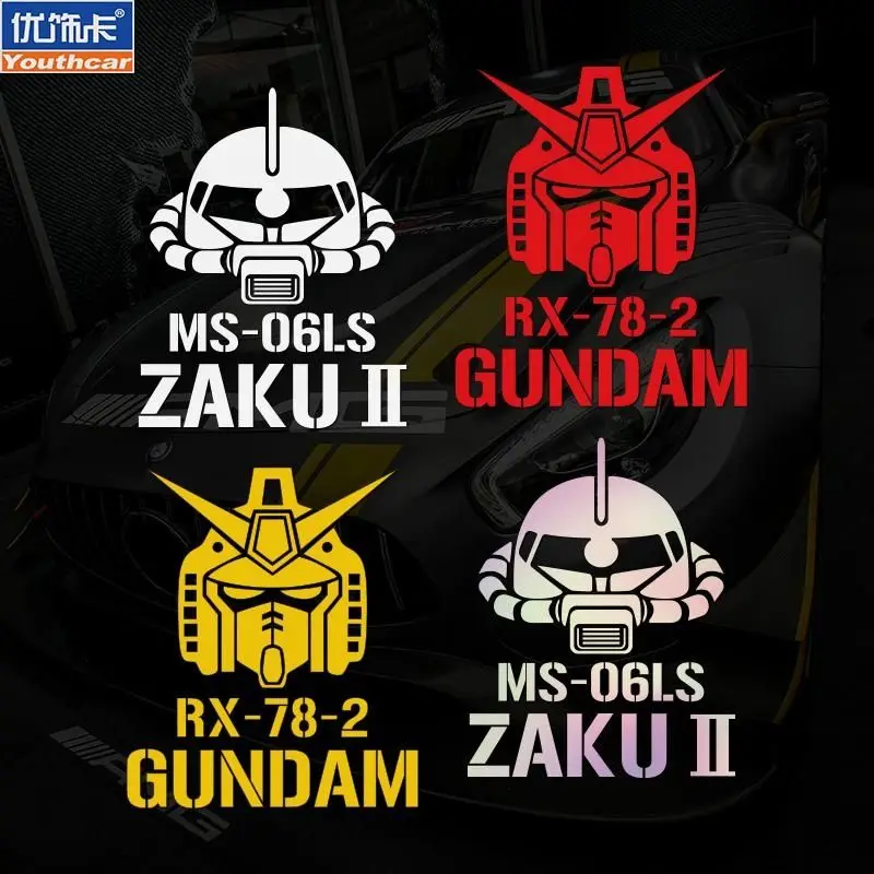 

Gundam Car Sticker Fuel Tank Cover Sticker Decorate Stickers Cartoon Sticker Zaku Car Reflective Stickers Accessories Gift