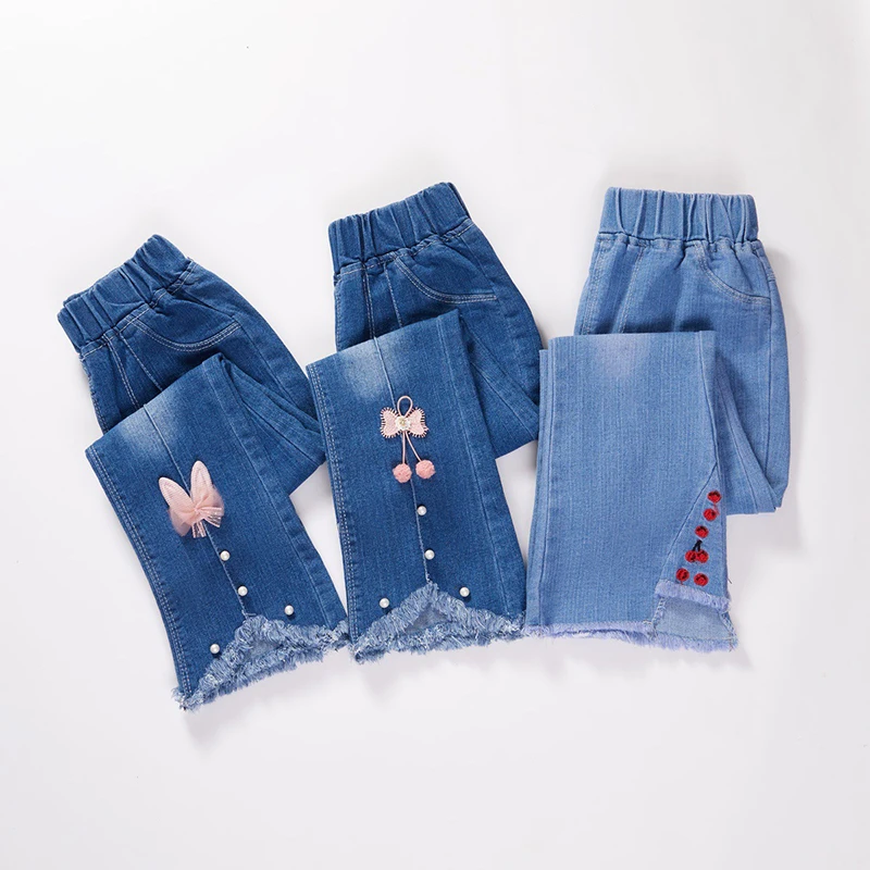 Spring Autumn Kids Baby Girls Cowboy Pants Baby Girls Jeans Casual Girls Jeans Children Clothing Kids Bell-bottoms Jeans