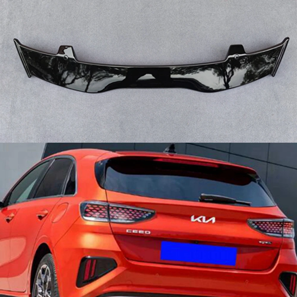 High Quality ABS Material For KIA Ceed 2012- 2022 Spoiler Carbon Fiber Look Hatchback Roof Rear Wing Body Kit Accessories