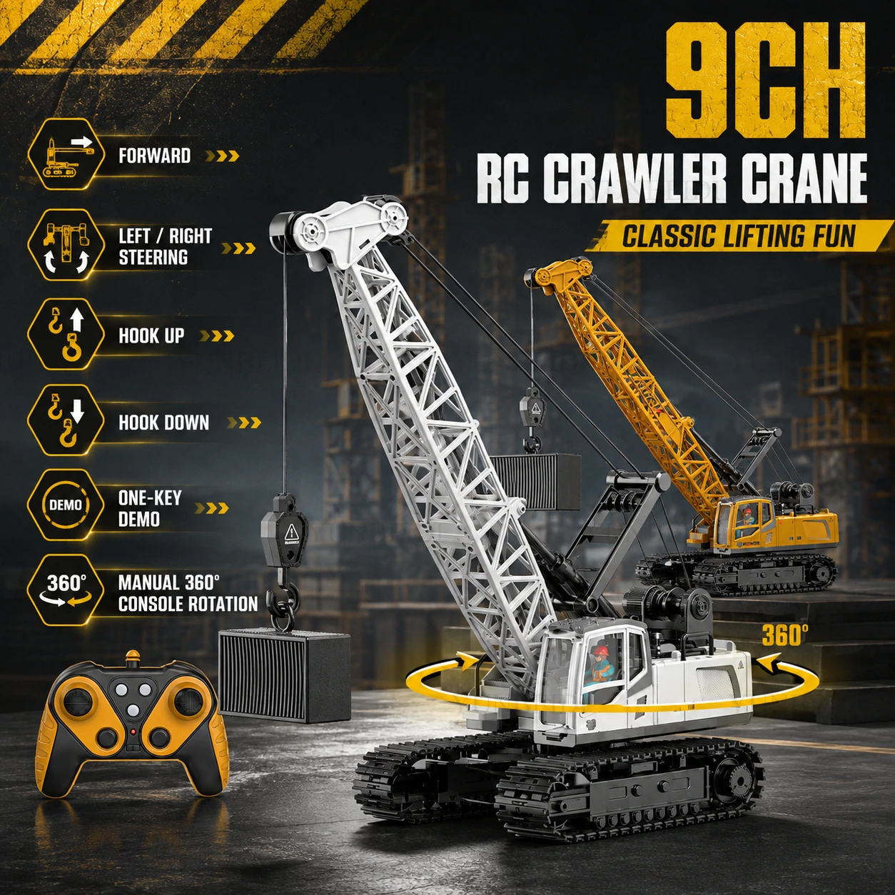 Grúa de Control Remoto 9CH/11C - Crane Claw Motor reseña y precio