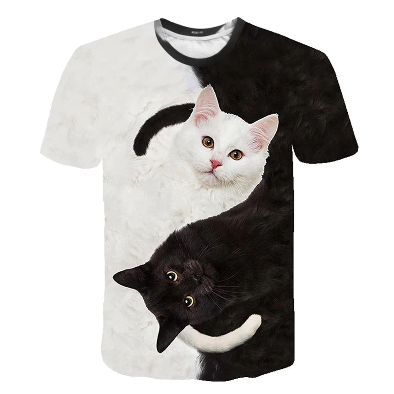 2023 Fashion Women\'s T-Shirts Animal 3D Print Tops Short Sleeve T Shirt Summer Kawaii Cat Graphic Tees Loose Oversized Clothing