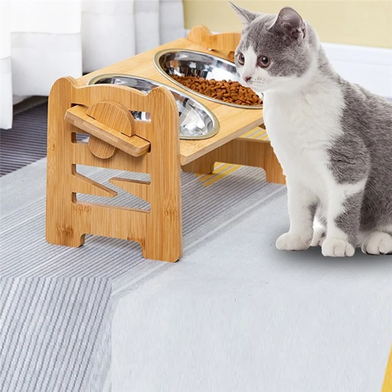 MAKE-cuenco de alimentación para mascotas con soporte ajustable, cuenco de elevación para perros, estante de alimentación ajustable inclinado para perros