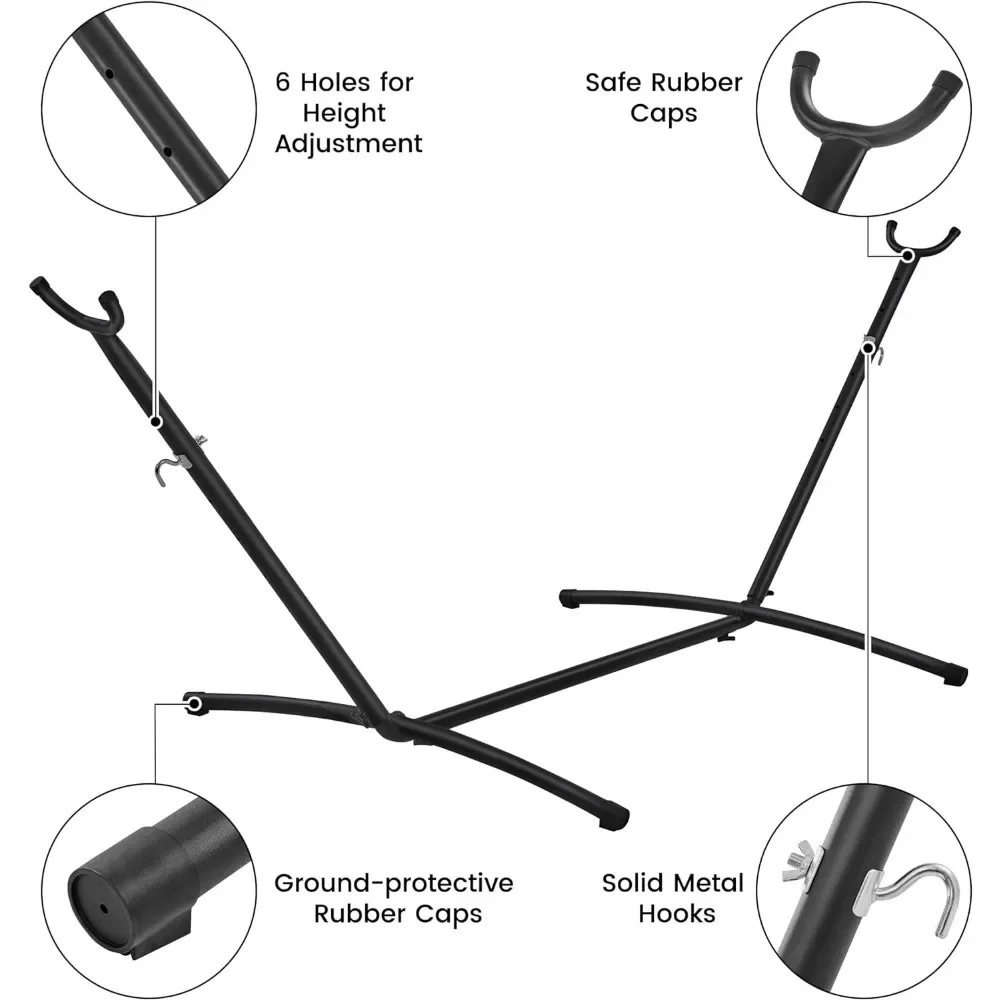 Hamac double avec support, ensemble hamac et support pour 2 personnes avec sac de rangement et sac de transport, hamac portable pour l'extérieur et l'intérieur